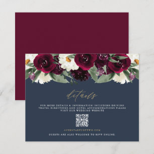ROSA Reiche Burgunderrote Florale und Navy-Hochzei Einladung