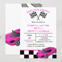 Rosa Rennwagen | Benutzerdefinierter Kindergeburts