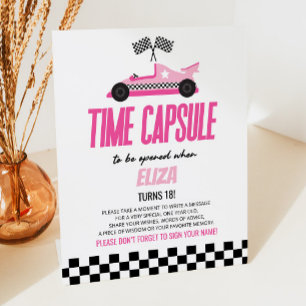 Rosa Rennwagen Geburtstagsparty Kapsel Sockelschild