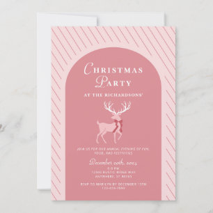 Rosa Rentier Elegantes Weihnachtsfest Party Einladung