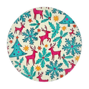 Rosa-Rentier-Tealbaum-Musterdesign Schneidebrett