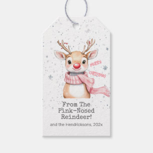 Rosa Rentier Weihnachten Geschenkanhänger