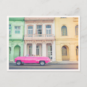 Rosa Retro-Auto Havanna Kuba auf dem Malecon Foto Postkarte