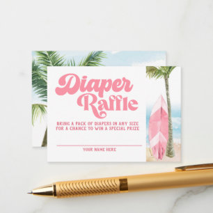 Rosa Retro-Baby-An-Bord-Surf-Windel-Raffle Begleitkarte