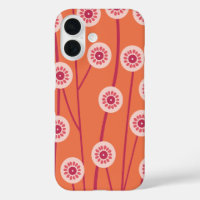 Rosa Retro-Blume Orange Hintergrund