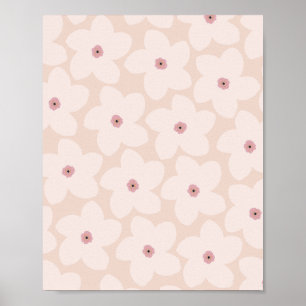 Rosa Retro-Blume Poster
