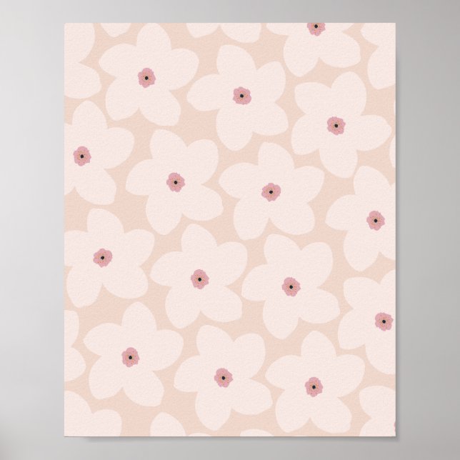 Rosa Retro-Blume Poster (Vorne)