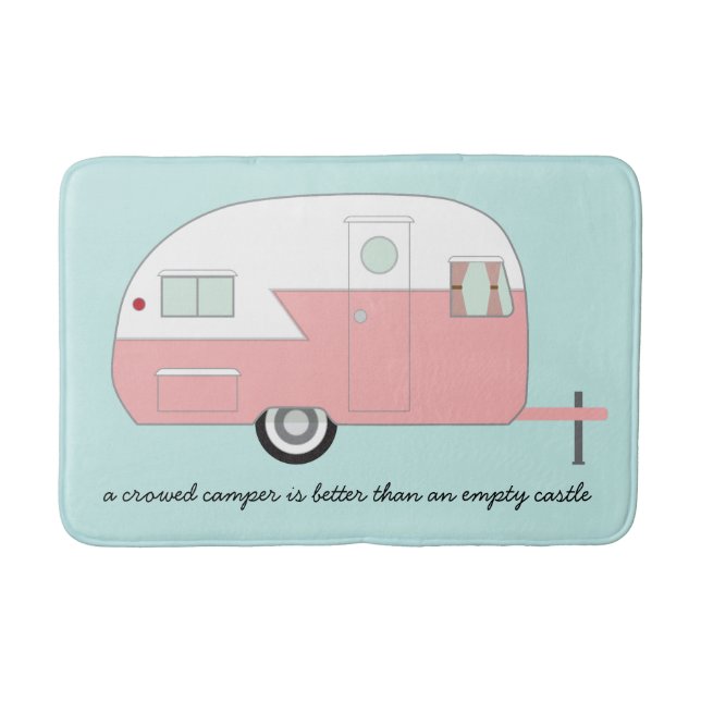 Rosa Retro Camper-Badmatte Badematte (Vorderseite)