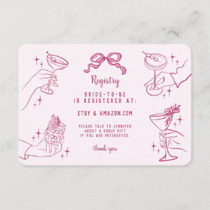 Rosa Retro Cocktail Party Bridal Registrierung ein Begleitkarte