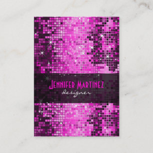 Rosa Retro-Disco-Faux-Glitter Visitenkarte