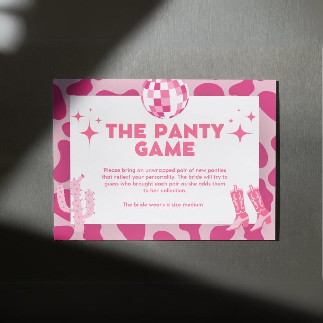 Rosa Retro Diskothek Cowgirl The Panty Game Begleitkarte (Von Creator hochgeladen)