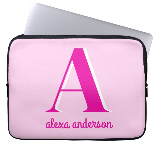 Rosa Retro Dolgramm Laptopschutzhülle (Vorderseite)