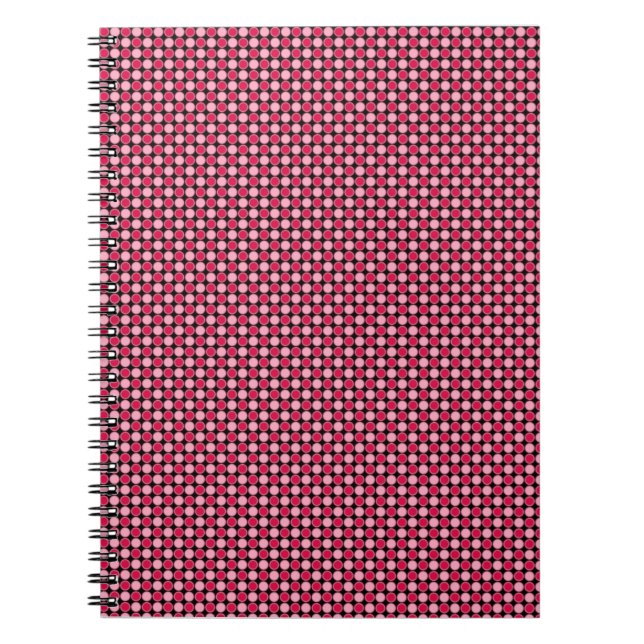 Rosa Retro Dot Checkerboard Notizblock (Vorderseite)