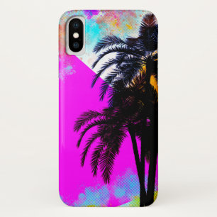 Rosa Retro Farbige Sommerliche Strandpalmen Case-Mate iPhone Hülle