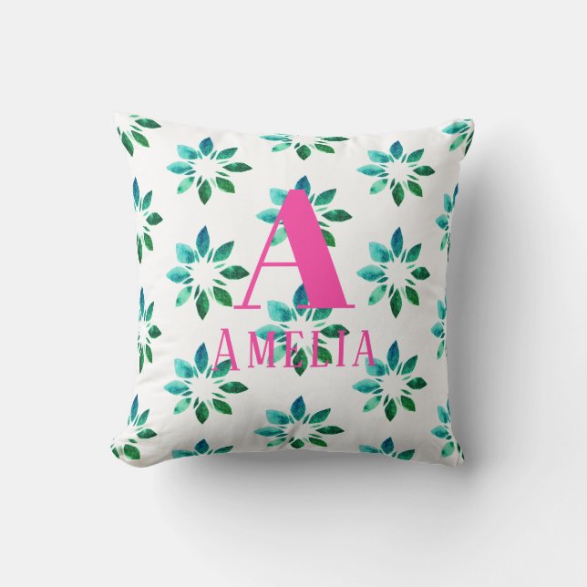 Rosa Retro Floral Kissen (Vorderseite)