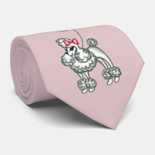 Rosa Retro-Französische-Pudel-Krawatte Krawatte