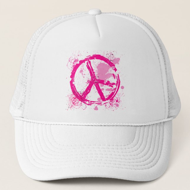 ROSA RETRO FRIEDENSzeichen Truckerkappe (Vorderseite)