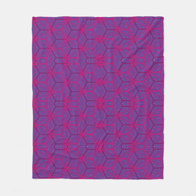Rosa retro geometrisches Muster  Fleecedecke (Vorderseite)