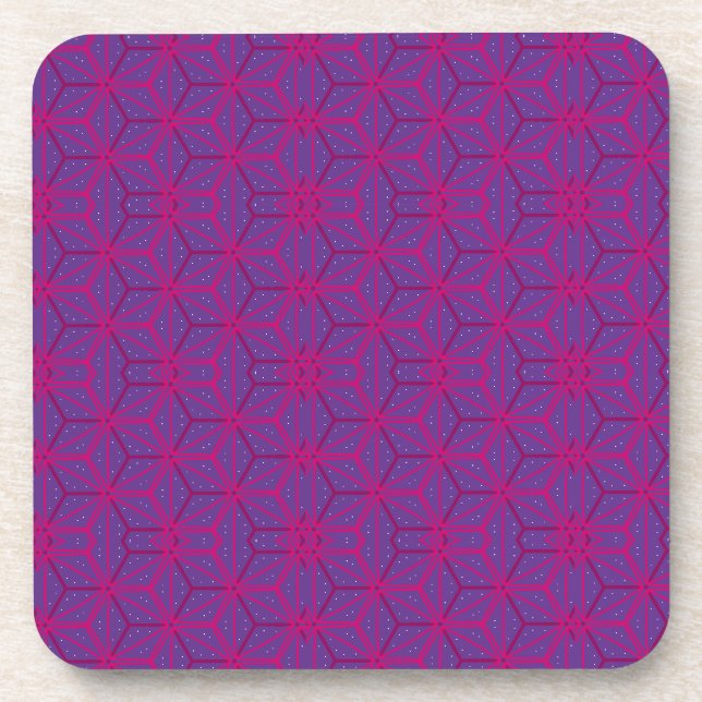 Rosa retro geometrisches Muster  Getränkeuntersetzer (Vorderseite)