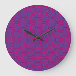 Rosa retro geometrisches Muster Große Wanduhr