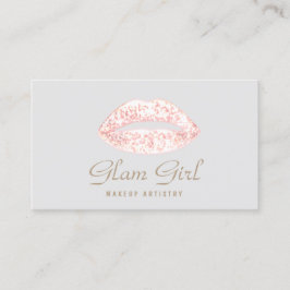 Rosa Retro Glam Glitzer Lips Makeup Artist Visitenkarte