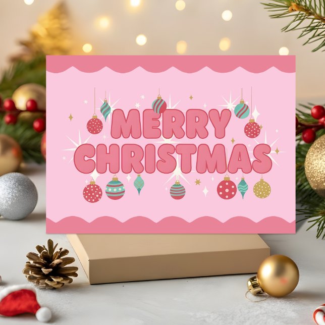 Rosa Retro Groovy Frohe Weihnachten (Von Creator hochgeladen)