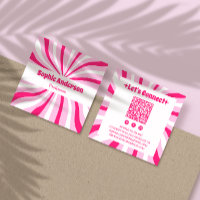 Rosa Retro-Groovy-moderne QR-Code Visitenkarte