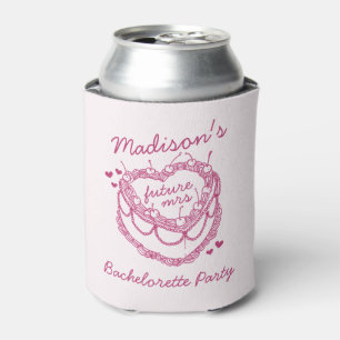 Rosa Retro Herz Coquette Cherry Cake Bachelorette Dosenkühler