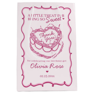 Rosa Retro Herz Coquette Cherry Cake Birthday Mittlere Geschenktüte