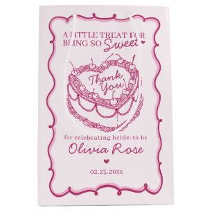 Rosa Retro Herz Coquette Cherry Cake Birthday Mittlere Geschenktüte