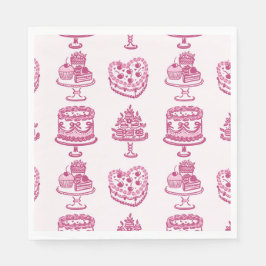Rosa Retro Herz Coquette Cherry Cake Serviette