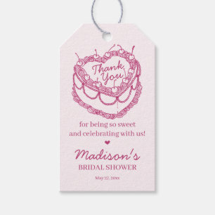 Rosa Retro Herz Coquette Kirschkuchen Brautparty Geschenkanhänger