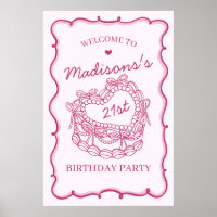 Rosa Retro Herz Coquette Kuchen Geburtstag Willkom