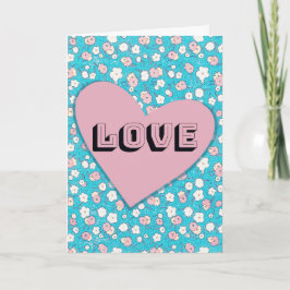 Rosa Retro Herz und Valentinenkarte von Florals Karte