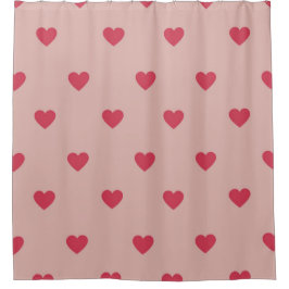 Rosa Retro Herz Y2K Muster mit rosa Hintergrund Duschvorhang