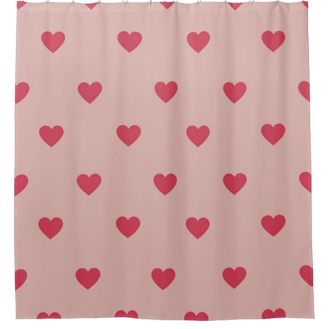 Rosa Retro Herz Y2K Muster mit rosa Hintergrund Duschvorhang (Vorderseite)