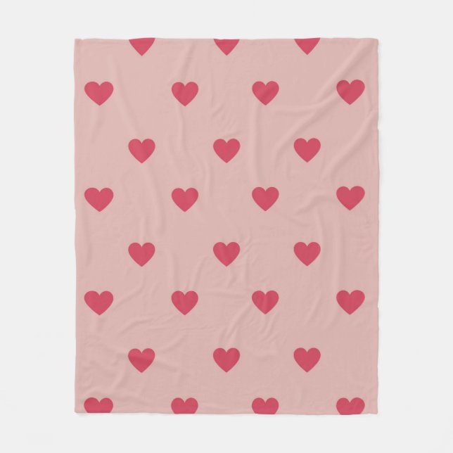 Rosa Retro Herz Y2K Muster mit rosa Hintergrund Fleecedecke (Vorderseite)
