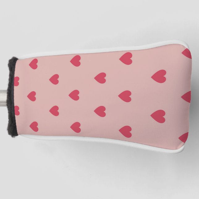 Rosa Retro Herz Y2K Muster mit rosa Hintergrund Golf Headcover (Vorderseite)