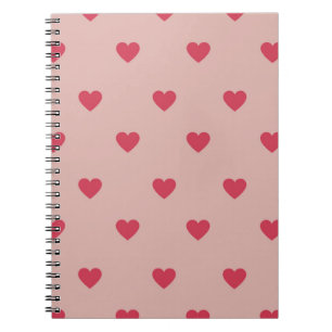 Rosa Retro Herz Y2K Muster mit rosa Hintergrund Notizblock