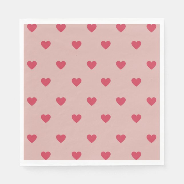 Rosa Retro Herz Y2K Muster mit rosa Hintergrund Serviette (Vorderseite)