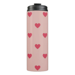 Rosa Retro Herz Y2K Muster mit rosa Hintergrund Thermosbecher