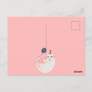 Rosa Retro-Katzen-Chic Postkarte