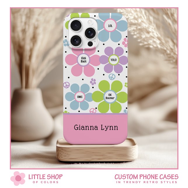 Rosa Retro-Monogramm mit Blumenpower Case-Mate iPhone Hülle (Von Creator hochgeladen)