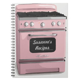 Rosa Retro Ofen-Rezept-Buch-Zeitschrift Notizblock
