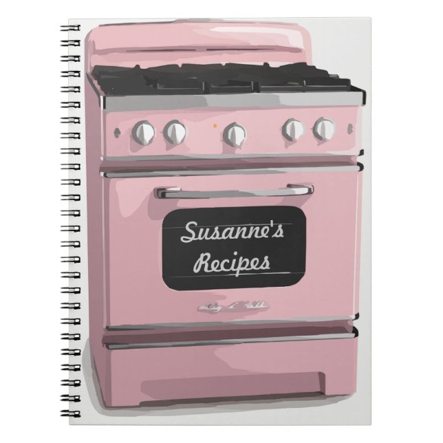 Rosa Retro Ofen-Rezept-Buch-Zeitschrift Notizblock (Vorderseite)