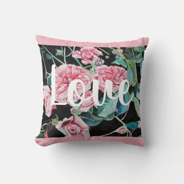 Rosa Retro Rose Rose Liebe Dekoration Kissen (Vorderseite)