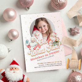 Rosa Retro Santa Claus - Oh, was Spaß, Foto Einladung