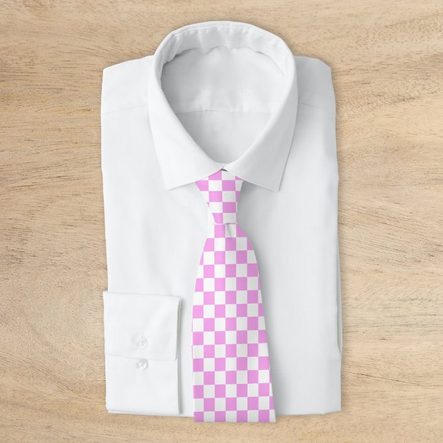 Rosa Retro-Schachbrettmuster Krawatte (Von Creator hochgeladen)