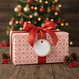 Rosa Retro-Schneeflocke und Herz Nahtloses Muster Geschenkpapier