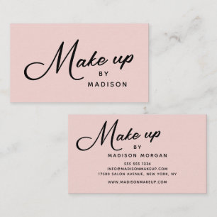 Rosa Retro Schwarz Schrift Make-up Visitenkarte